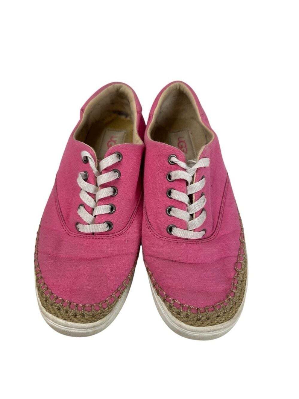UGG Eyan II Pink Azalea Espadrille Sneakers Canvas Lace Up Womens 7.5